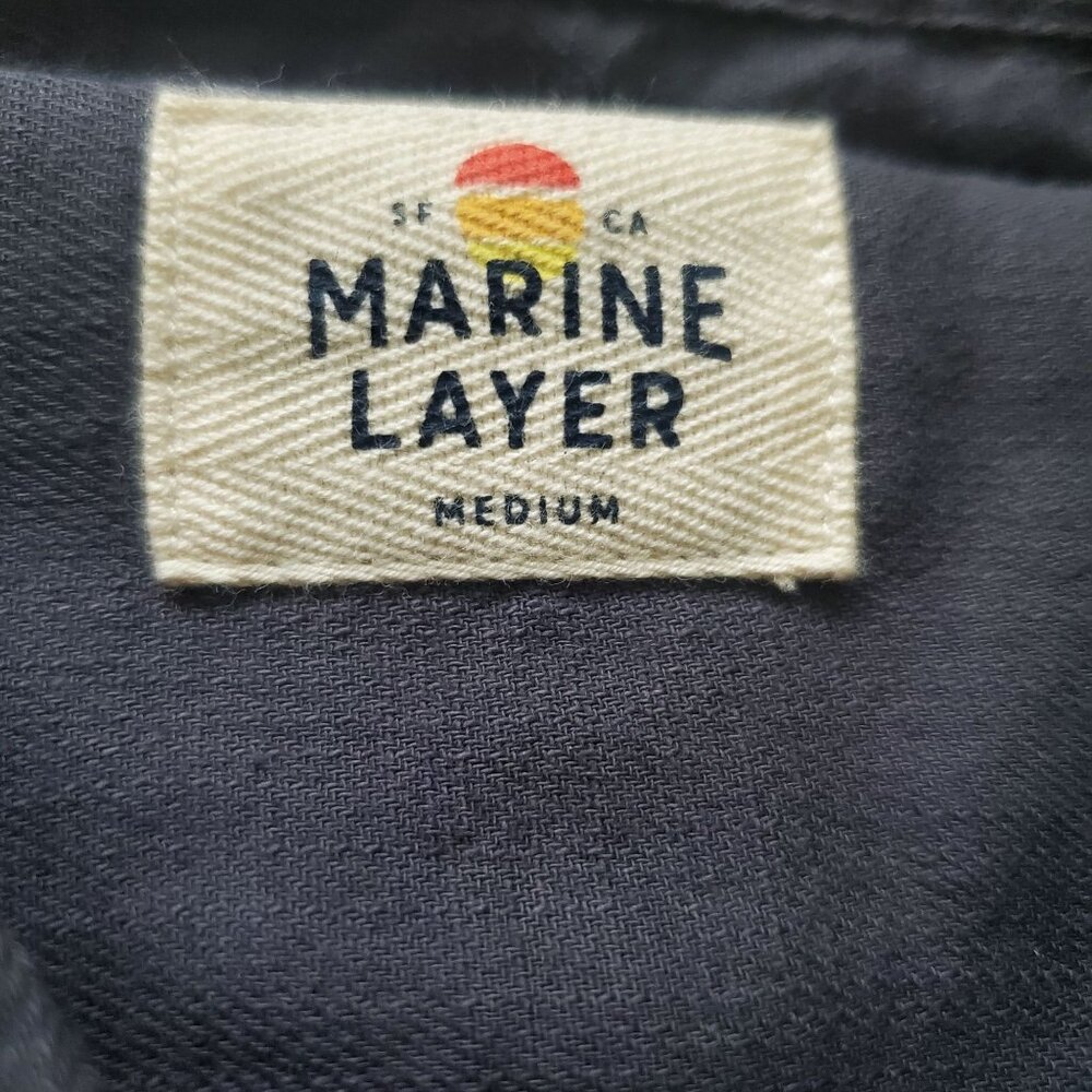 Marine Layer Aria LS Relaxed Embroidered Shirt faded black sz medium button down - Picture 6 of 16